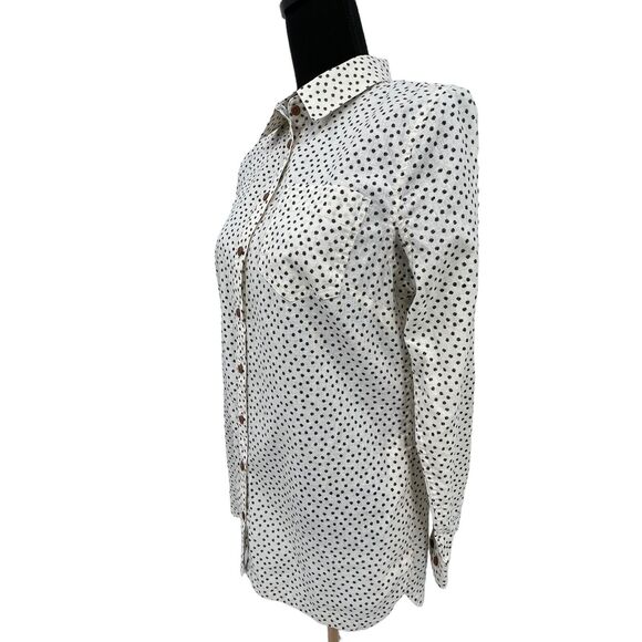 Duluth Trading Hemp Organic Cotton Button Front‎ Tunic-Wm’s Sz XSmall Grey/White - Picture 2 of 8